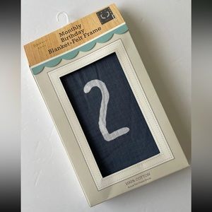 Modern Baby Monthly Birthday Blanket & Felt Frame Nature/Deer theme Antler Blue